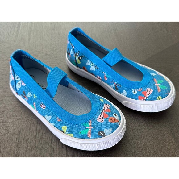 Cat and Jack blue butterfly slip on kids shoes with elastic strap size 8 - Picture 1 of 6